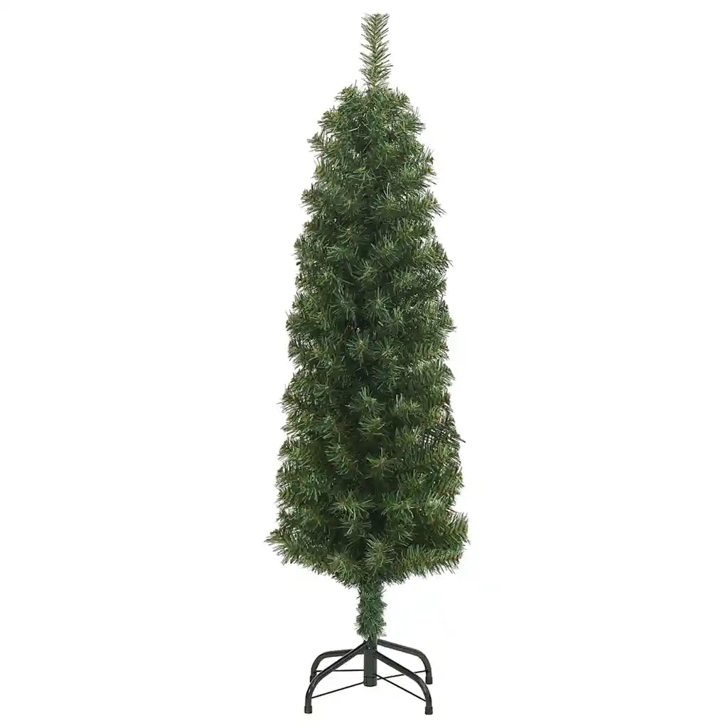 Albero di Natale Artificiale Sottile con Base-Decorazioni natalizie Verde 150 cm PVC
