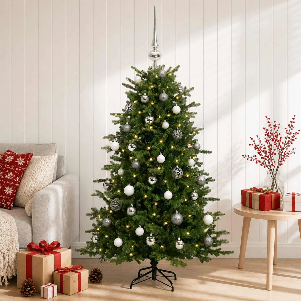 Albero di Natale artificiale con palline 120 cm 150 LED 3466173