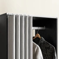 Armadio Appendiabiti con Tenda, Pannelli di Particelle, Stanghetta di Sospensione, Nero