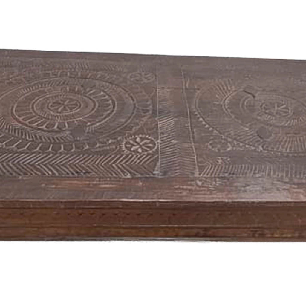 Tavolino in legno artigianale marrone 150x85x37h cm