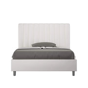 Letto una piazza e mezza con rete imbottito 130x210 similpelle bianco Agueda