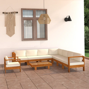 Set da giardino 9 pezzi con cuscini 100x60 cm in legno di acacia 3057941