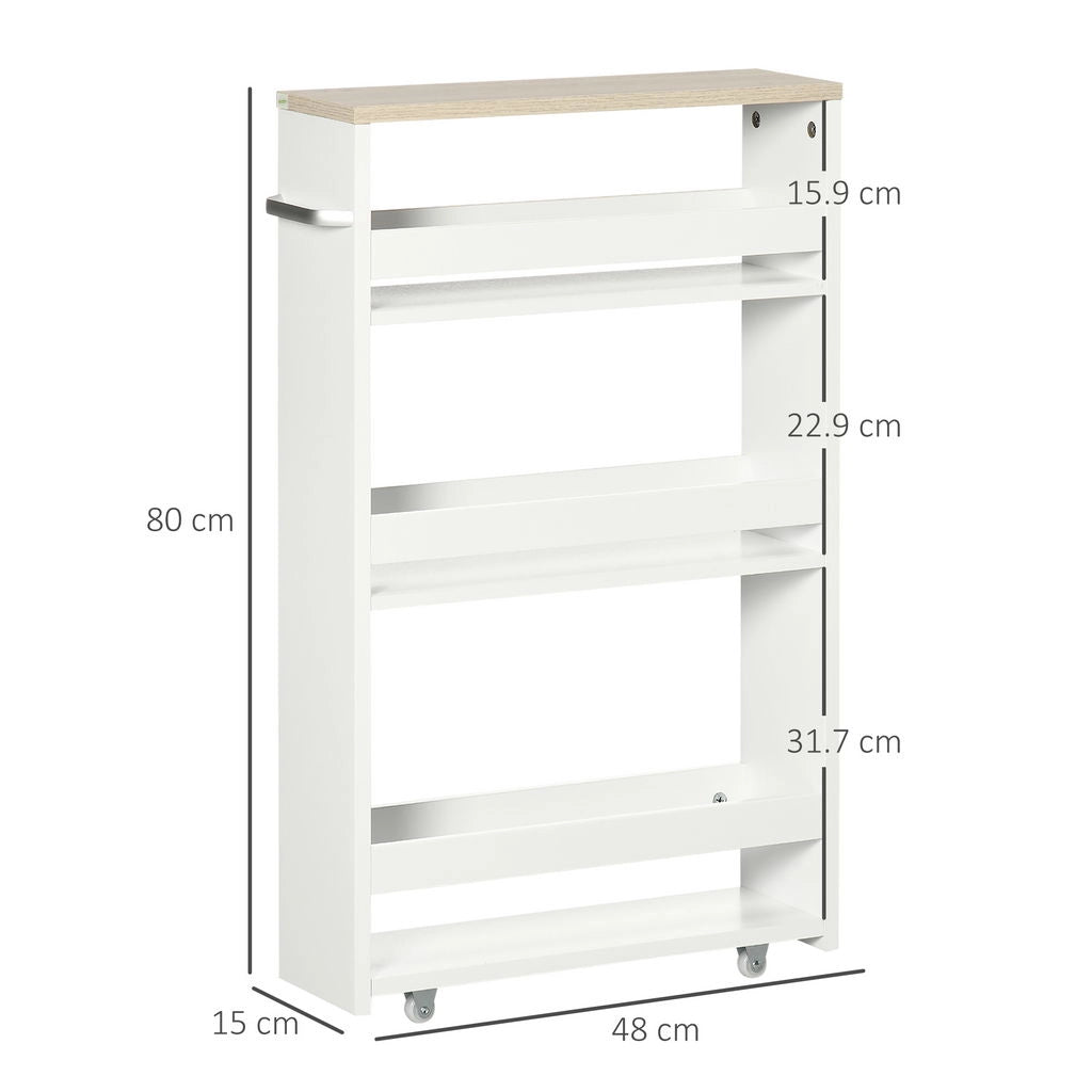 CARRELLO BAGNO SALVASPAZIO A 3 RIPIANI 48X15X80CM LEGNO BIANCO