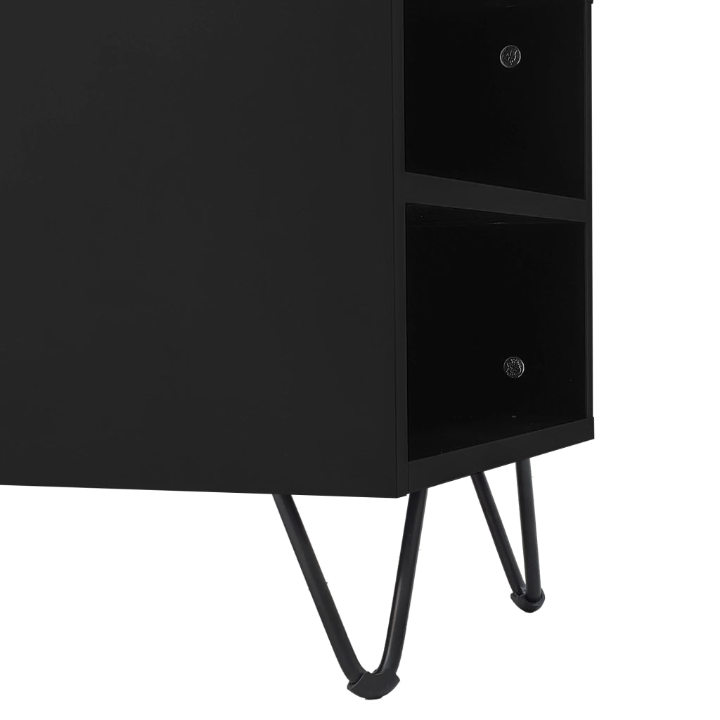 Mobile porta TV con due ante e vani aperti in MDF e legno nero, per soggiorno moderno e pratico 180 × 36 × 43 cm