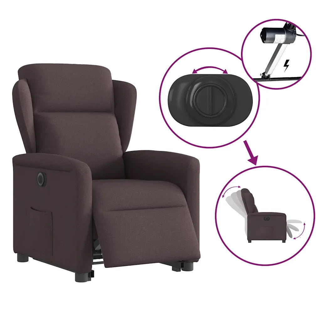 Poltrona Alzapersona Reclinante Elettrica Marrone Scuro Tessuto 3303159