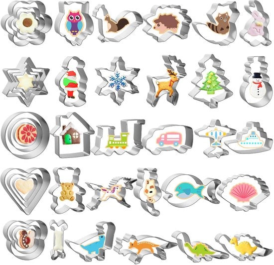Set di stampi per biscotti a forma di dino 40 pezzi, set di stampi per biscotti a tema natalizio e dino per bambini.