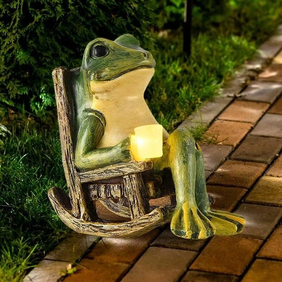 Statua di Rana per Esterni con Luci a LED Solar per Giardino