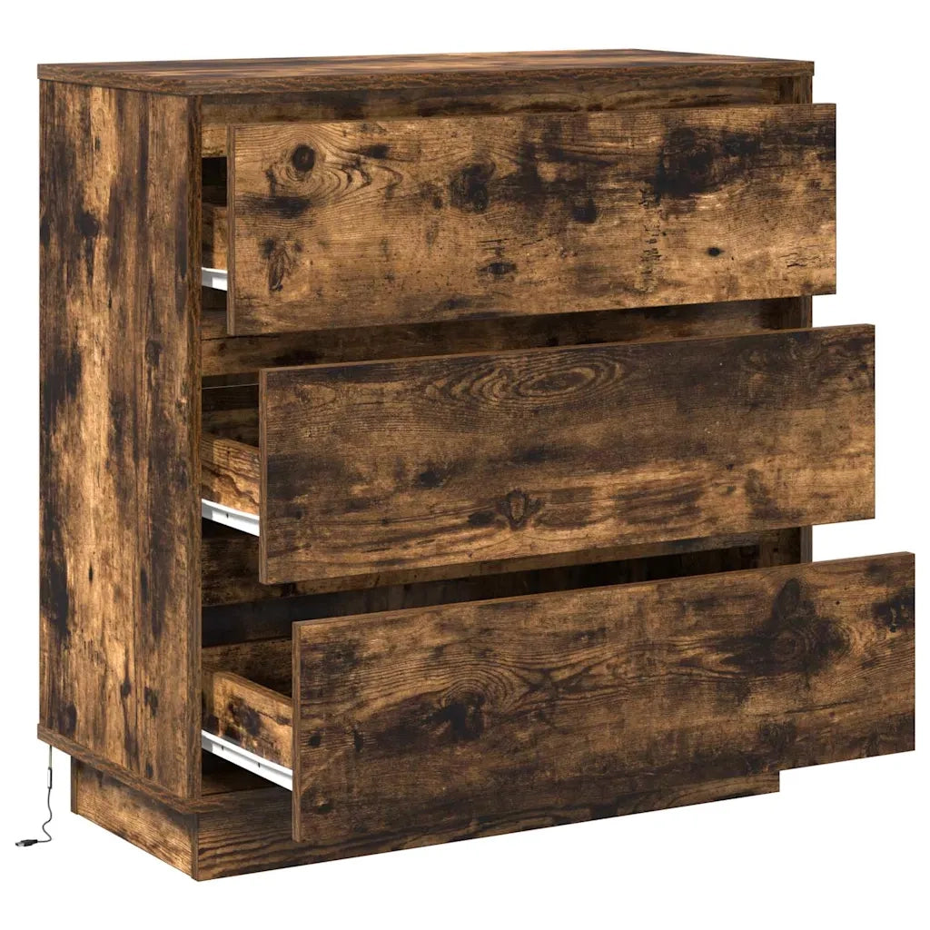 Comodino | Armadio da Notte | Mobiletto da notte con cassetto Rovere fum¨¦ 71 x 34,5 x 75 cm