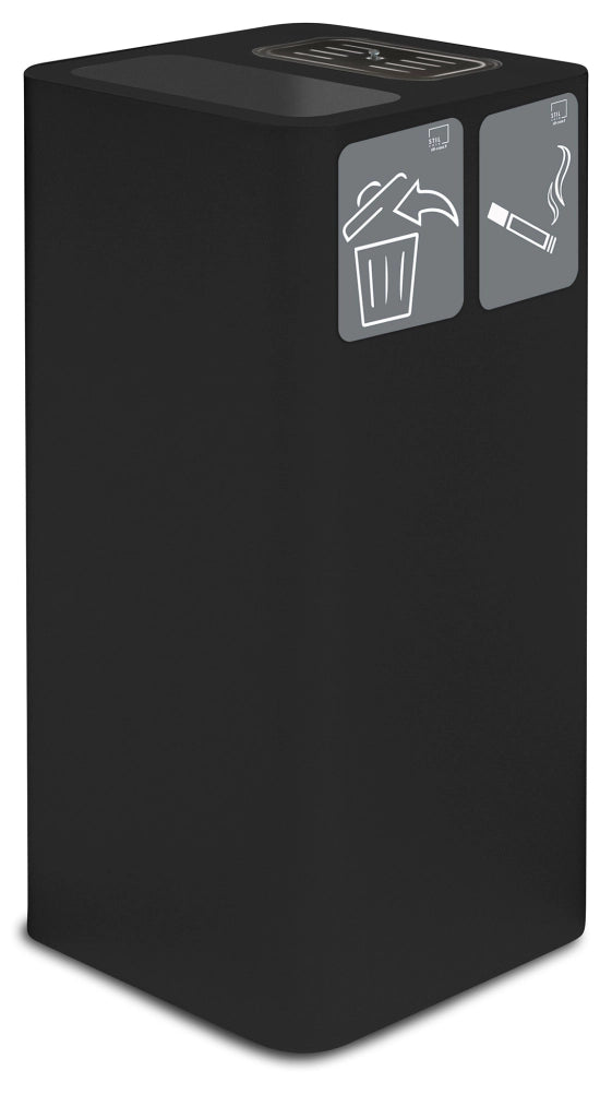 Pattumiera Per Raccolta Rifiuti 38x38xh80 cm In Acciaio Verniciato con Coperchio Basculante Nero