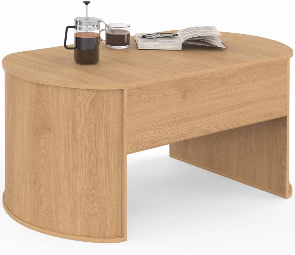 Tavolino ovale piano sollevabile DIVIA 100 cm Legno Modo faggio Design arrotondato