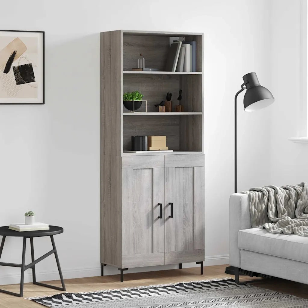 Credenza-Buffet-Armadio da cucina Grigio Sonoma 69,5x34x180 cm in Legno Multistrato 204043