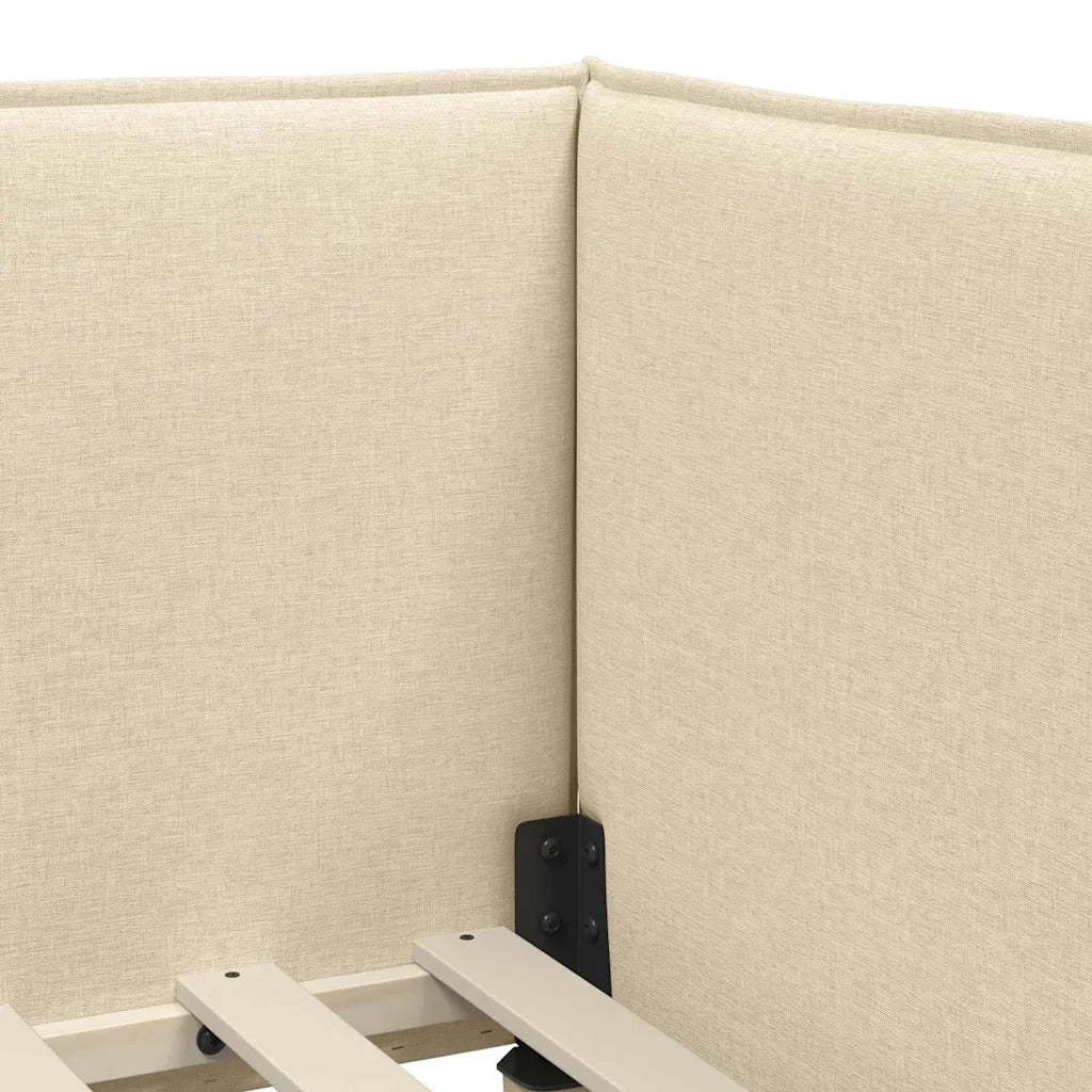 Cornice del letto ad angolo Crema 100 x 200 cm Tessuto