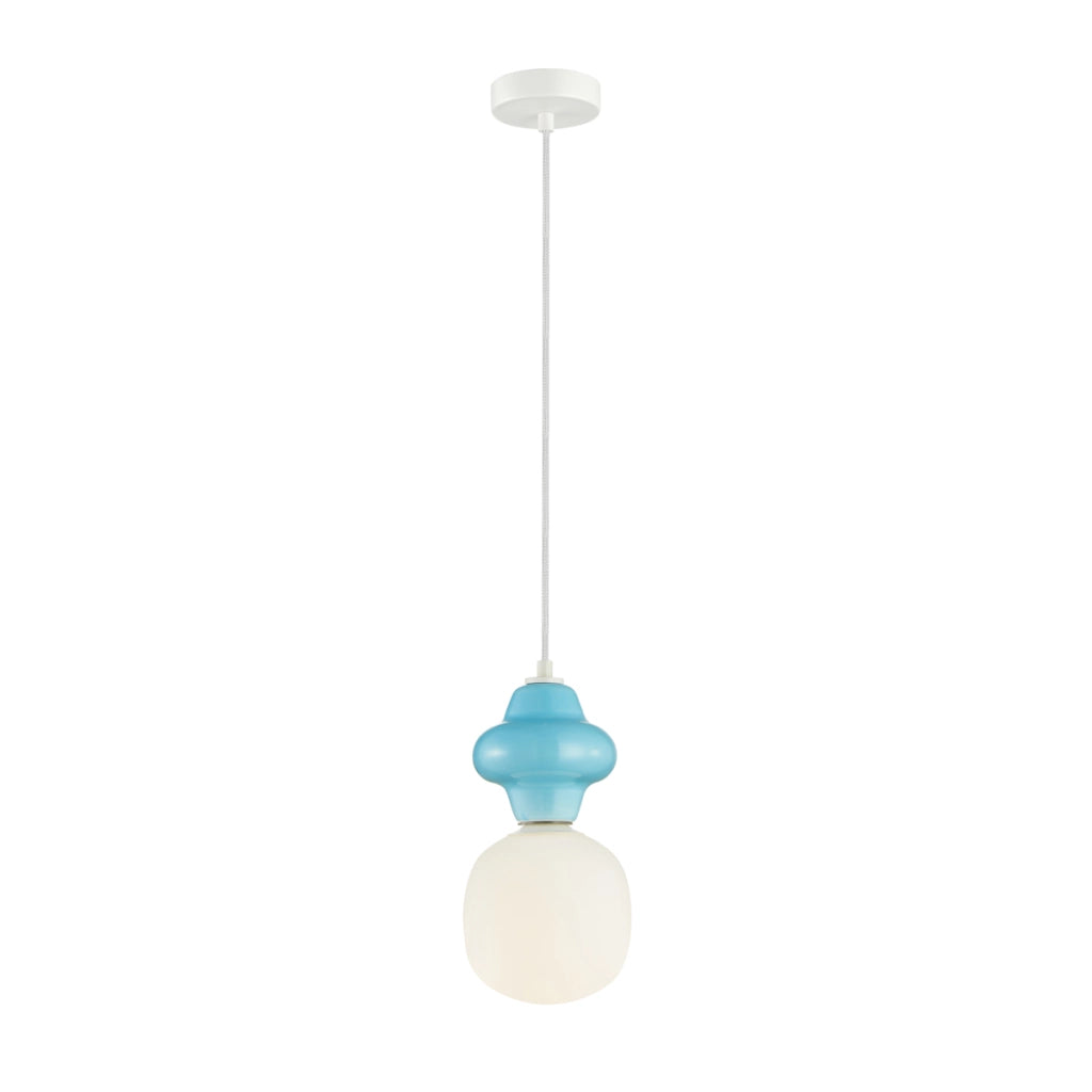 Lampada a sospensione Art Déco ceramica blu Ø15 E14 Italux