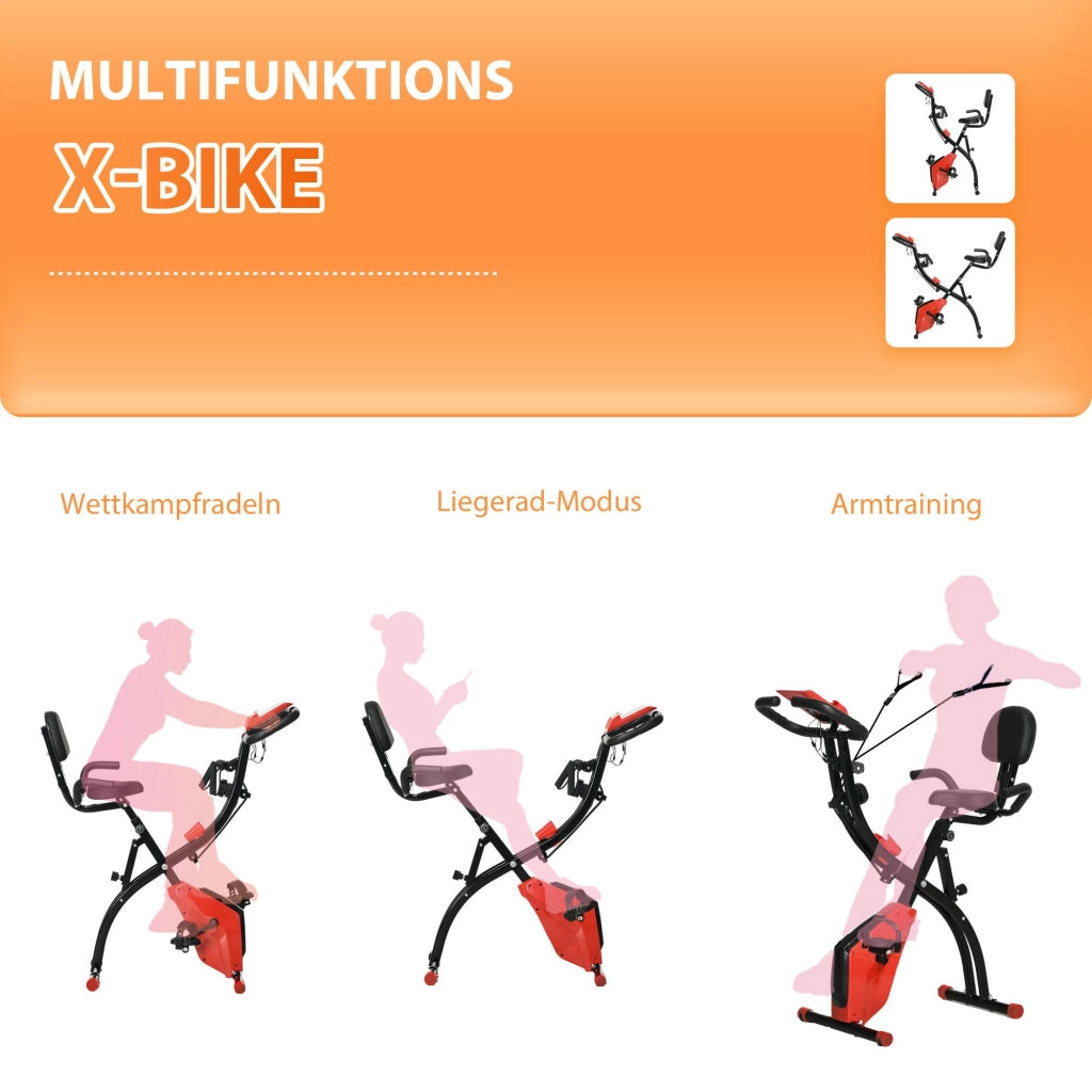 Cyclette pieghevole 2-in-1 ¨C Xylo ¨C con display LCD, cardiofrequenzimetro, resistenza magnetica 8 livelli