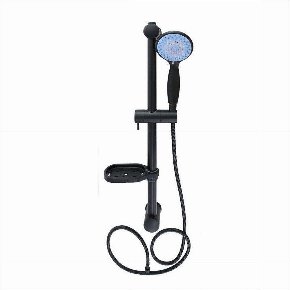 Trade Shop - Saliscendi Colonna Doccia Nero Soffione Multigetto Mensola Porta Sapone Bagno 87494 -