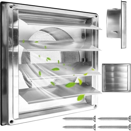 Ventilatore a soffitto 125 mm - Acciaio inossidabile - Chiusura regolabile - Valvola di ritorno - Resistente all'usura - Insetto di protezione contro gli insetti - Raffreddatore di aria