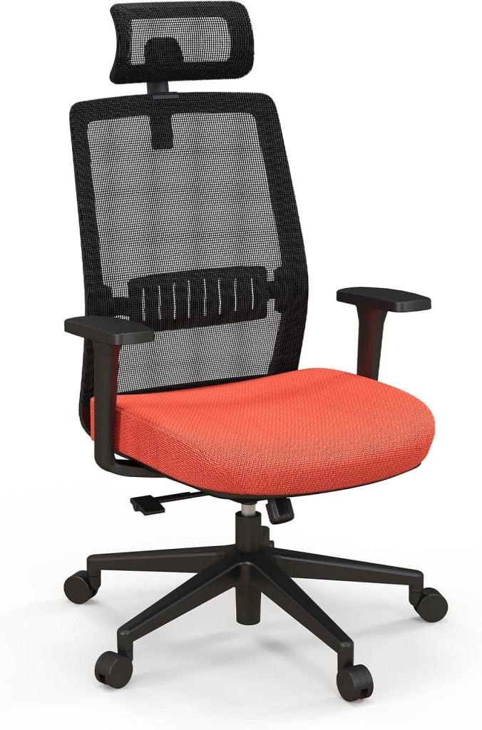 Sedia da ufficio ergonomica regolabile in altezza in rete, poltrona girevole da ufficio, comoda con ruote con poggiatesta, supporto lombare, per ufficio, riunione, studio, carico 180 kg
