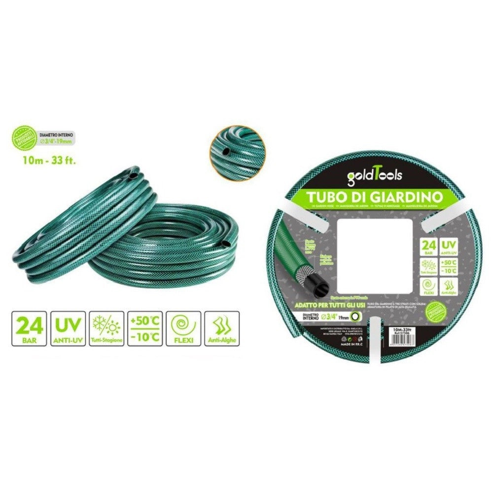 Trade Shop - Tubo Irrigazione Annaffia Giardino Piante Lava Pompa 10 Mt 33ft. ø3/4-19mm 57506 -