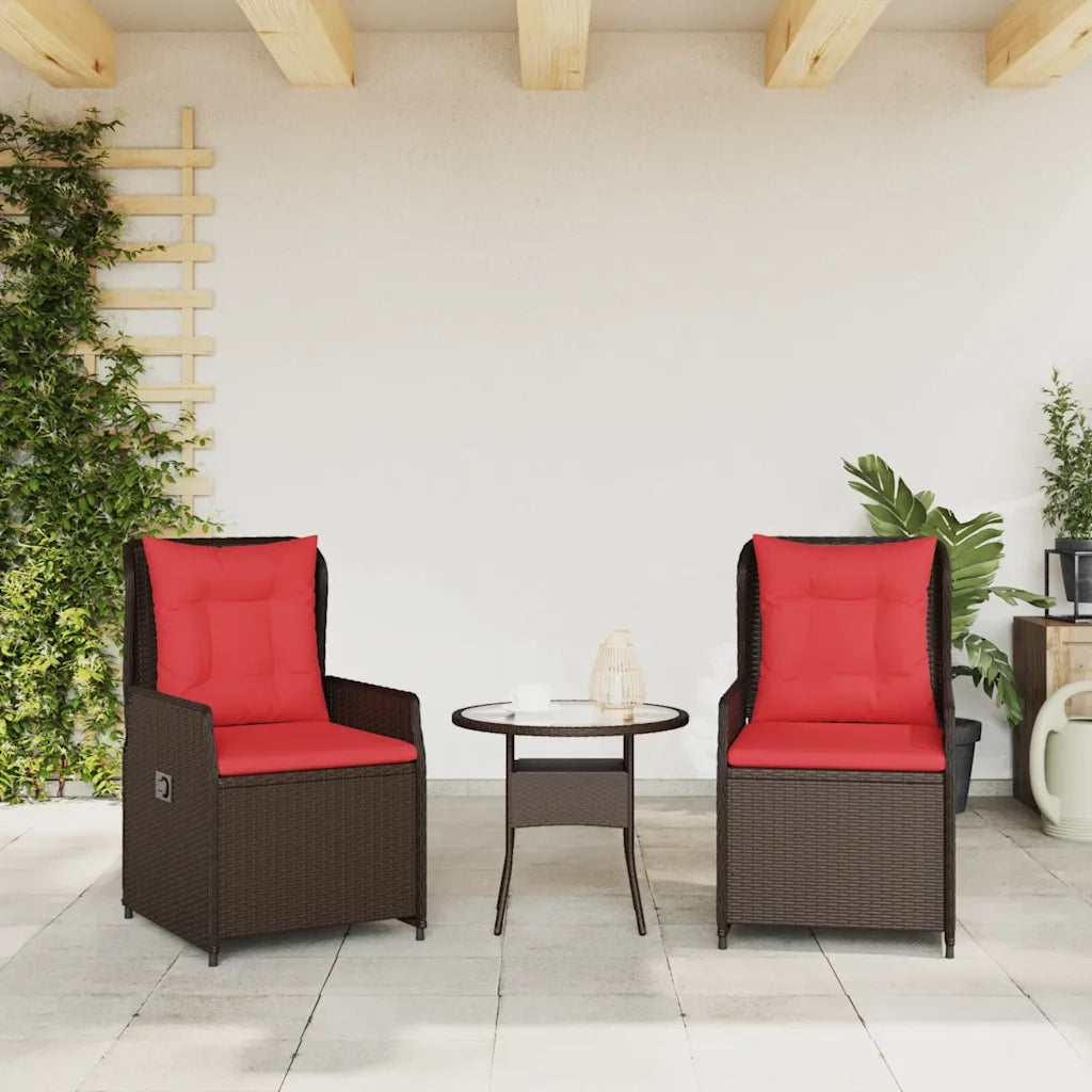 Sedie da giardino reclinabili 2 pz in Polyrattan Marrone 368658