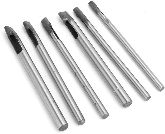 Set di punte perforatrici in acciaio di alta qualità - 6 pezzi - Forma ovale - Per cuoio/rima/banda - Punte affilate e resistenti - Facile da utilizzare - Strumento per punte perforatrici