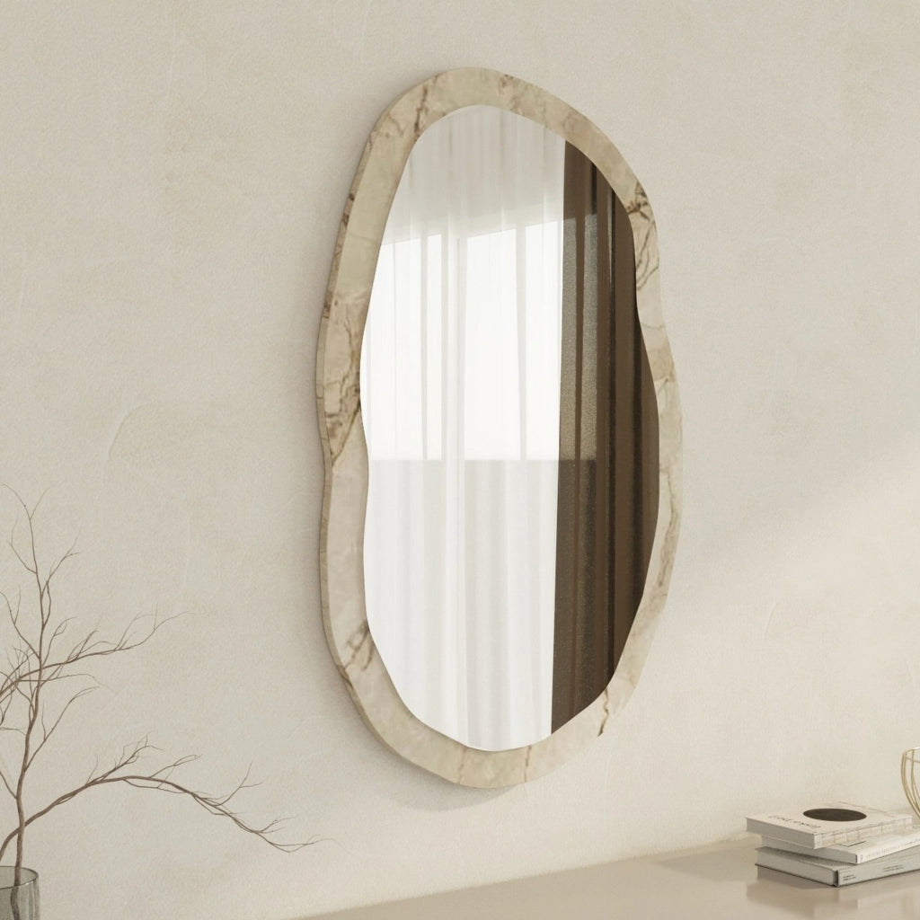 Tromello, Specchio Forma Ovale, 52x86h cm Bianco Marmo