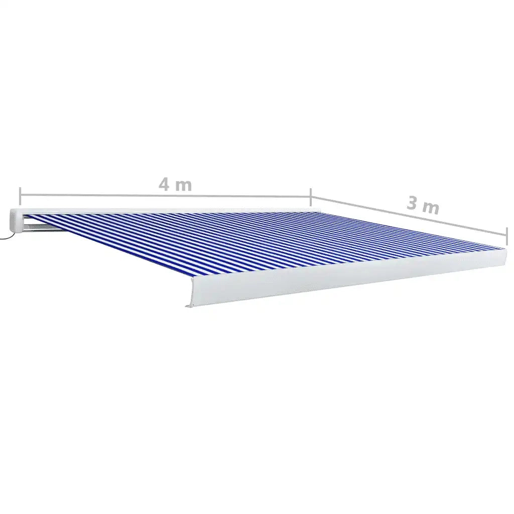 Tenda a Cassonetto Motorizzata 400x300 cm Blu e Bianco 3052659