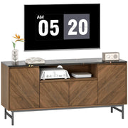 Mobile TV per 65 pollici in legno con scomparto aperto e passacavi, effetto noce ¨C zephmum ¨C 140x39x66 cm