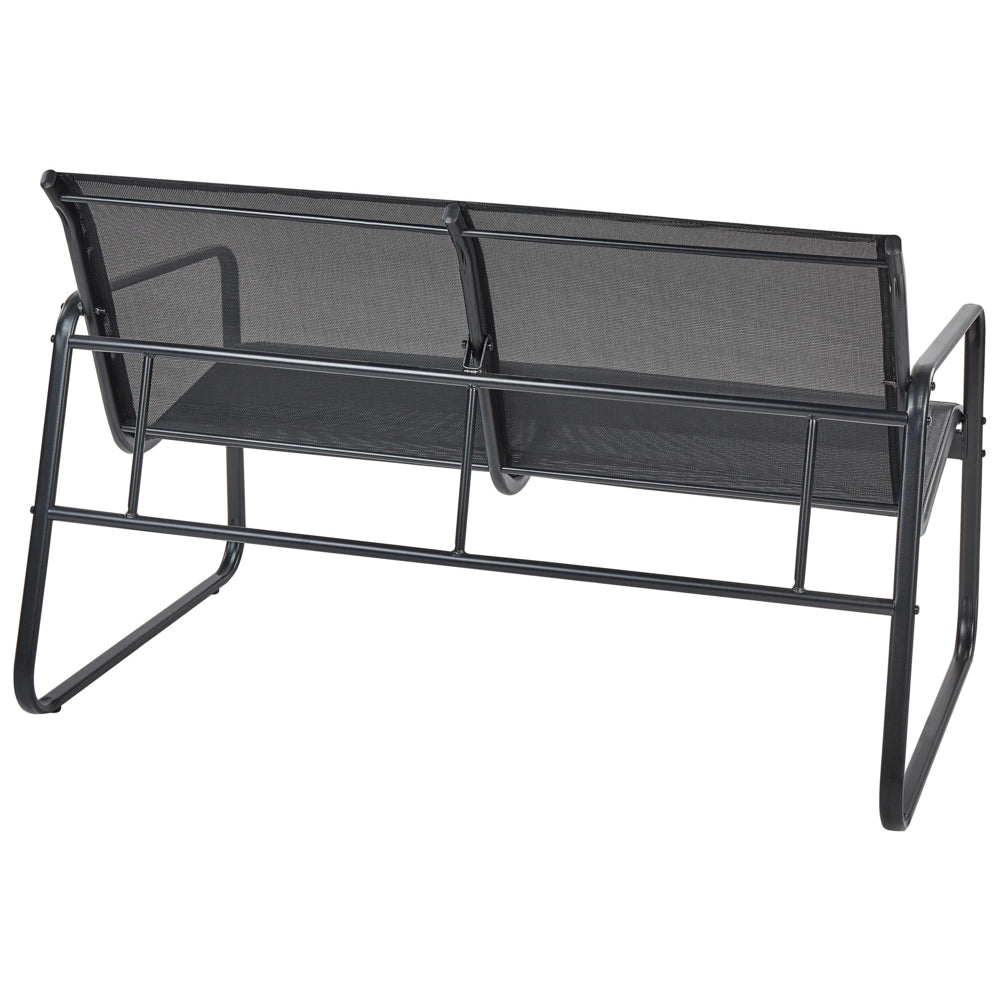 Set di divani da giardino in metallo nero 4 posti con tavolo stile moderno