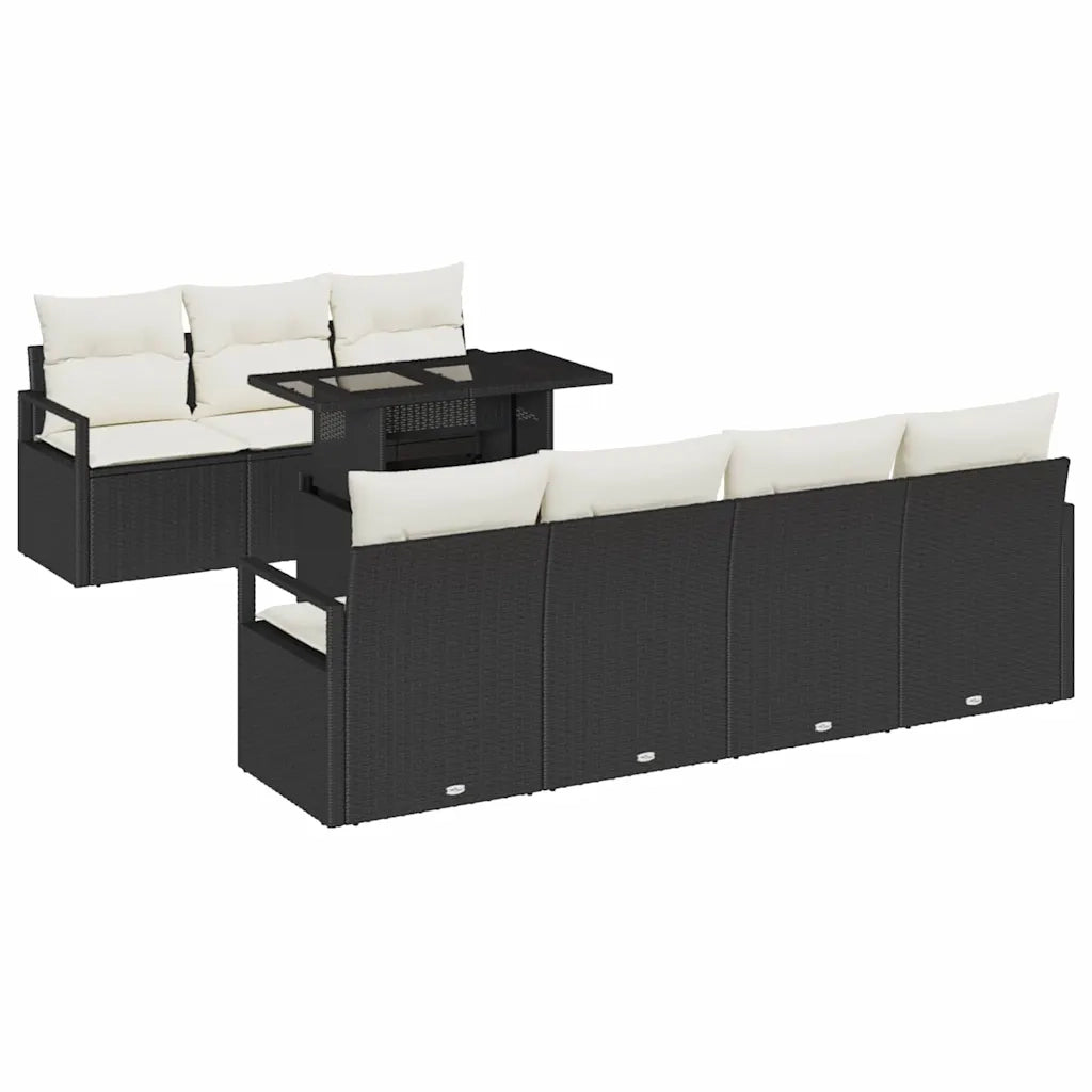 Set Divano da Giardino 8 pcs Nero e Crema polyrattan 3348763