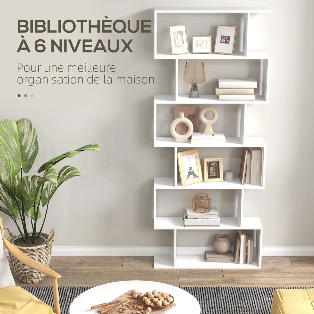 Libreria Design Zig Zag Moderna 6 Livelli ¨C zephmum ¨C Bianco 80x23x192 cm