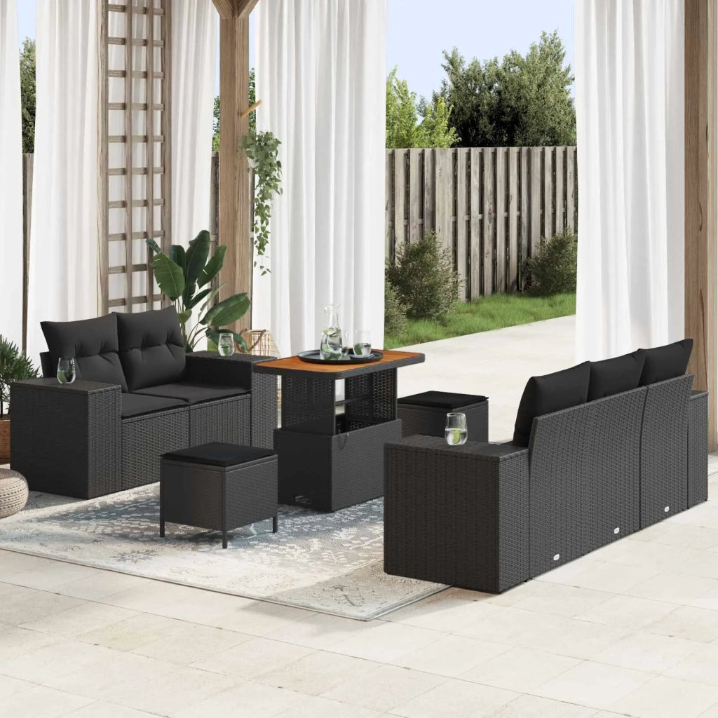 Set Divano da Giardino 8 pcs Nero Rattan in Polipropilene 3363899