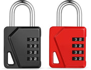 Sostegno per porta con combinazione, slot a 4 cifre con etichette per armadi della palestra, armadi della scuola, sostegno per porta con combinazione per capannone, cancellata e portone (nero e rosso)