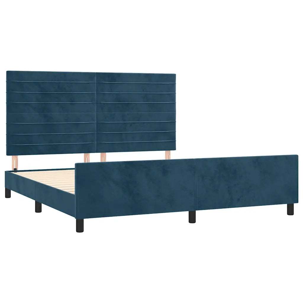 Giroletto con Testiera Blu Scuro 180x200 cm in Velluto 3125834