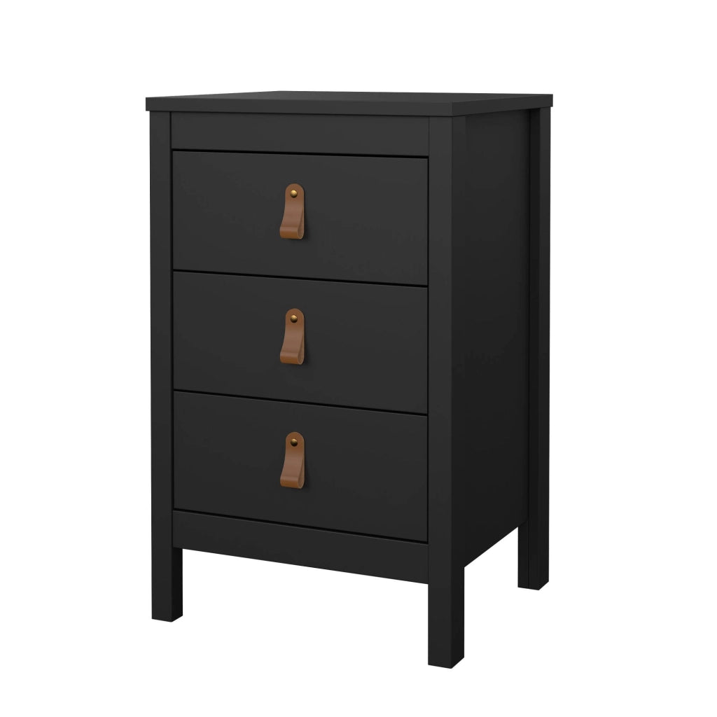 Comodino Lombardia, Comò basso, Tavolino da notte, Mensola da letto, 44x38 h70 cm, Nero