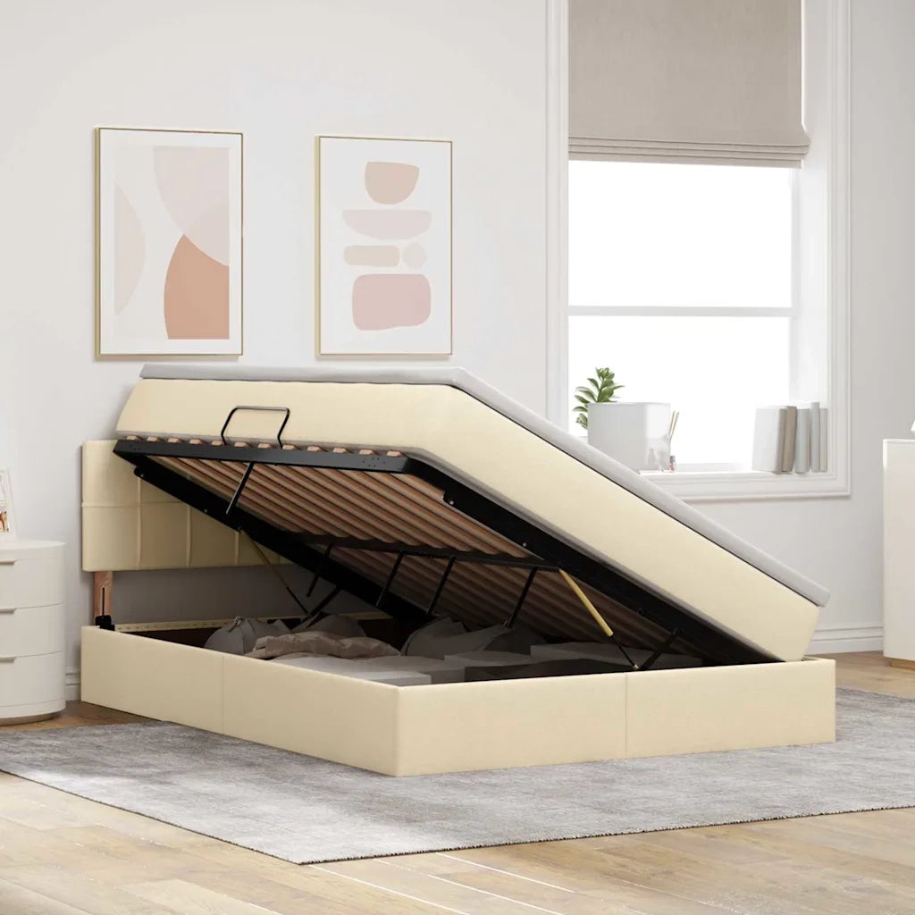 Letto con contenitore e materasso Crema 140 x 190 cm 3370510