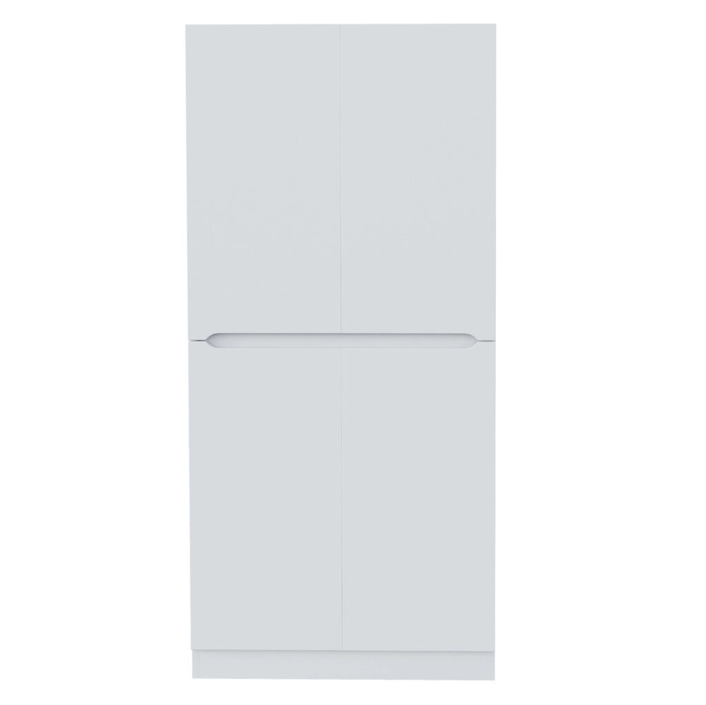 Armadio a doppia anta 70 x 40 x 170 cm con vano inferiore e ripiani; bianco in legno