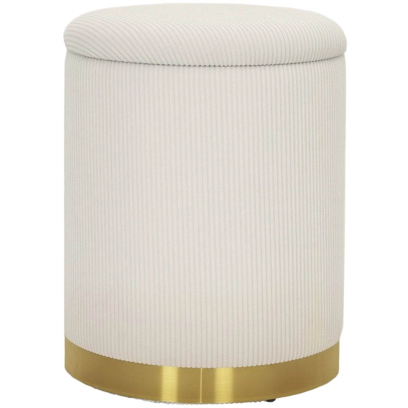 Sgabello contenitore rotondo in tessuto corda, Ø36 x 44 cm, bianco crema