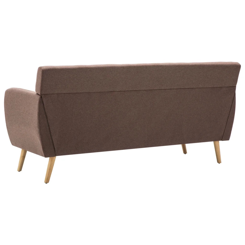 Divano a 3 Posti Rivestito in Tessuto 172x70x82 cm Marrone 247126