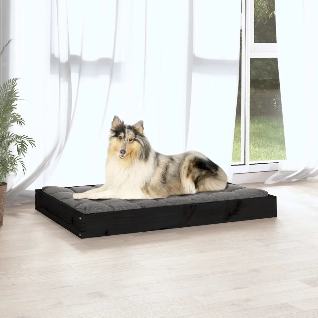 Cuccia per Cani Nera 91,5x64x9 cm in Legno Massello di Pino 820865