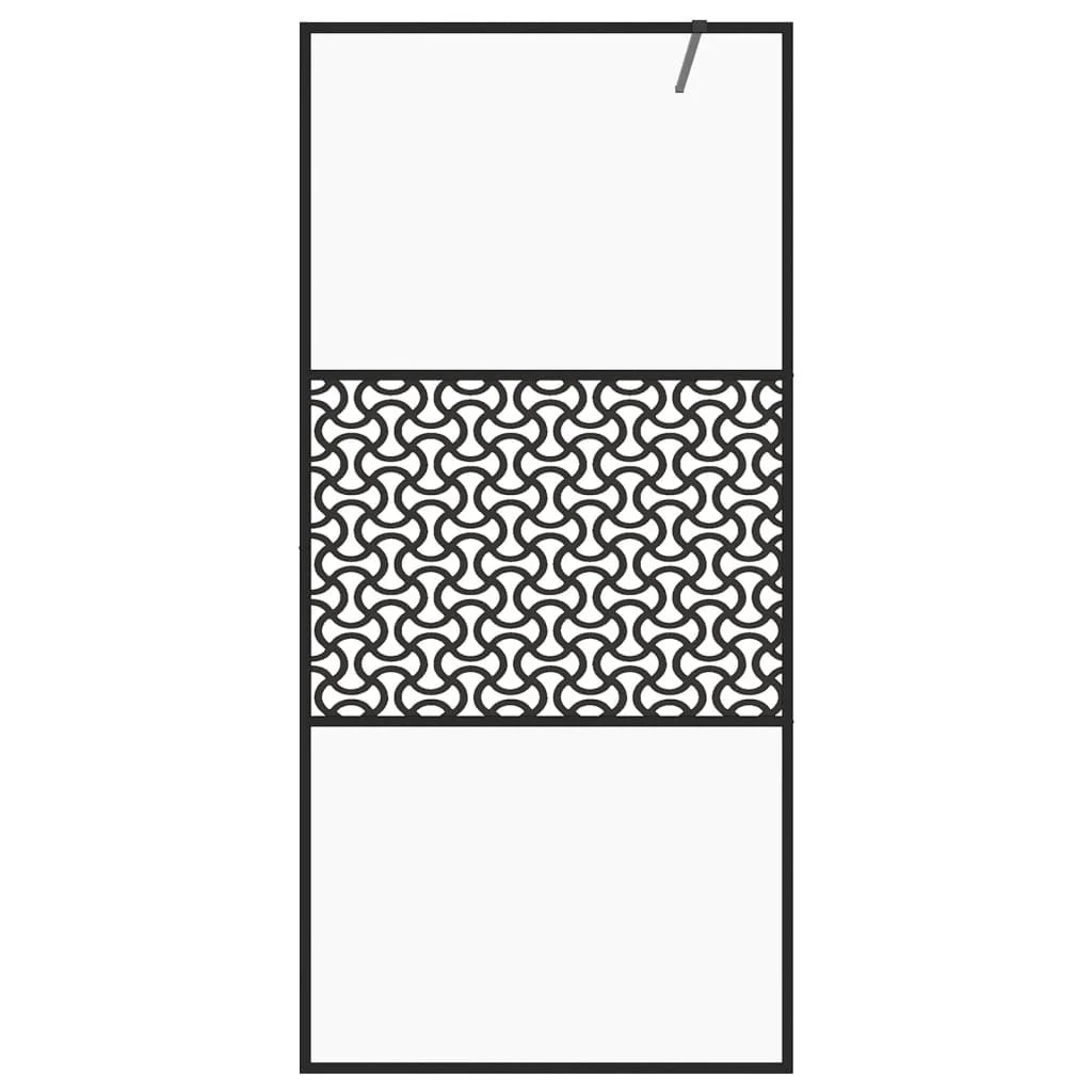 Parete doccia con vetro divisorio per vasca accessorio da bagno box doccia arredamento per la casa ESG trasparente 90 x 195 cm nero 02_0002150