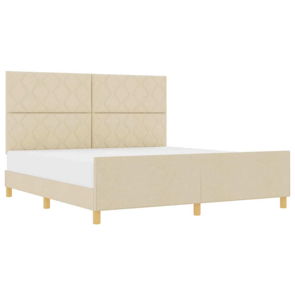 Struttura del letto con testiera Crema 180 x 200 cm Tessuto 3344828