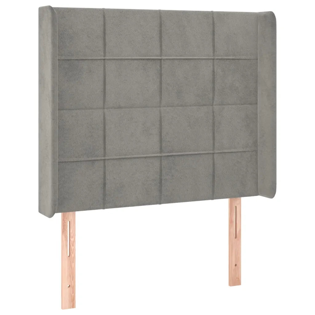 Testiera | Testata ad Orecchio Grigio Chiaro 93x16x118/128 cm in Velluto