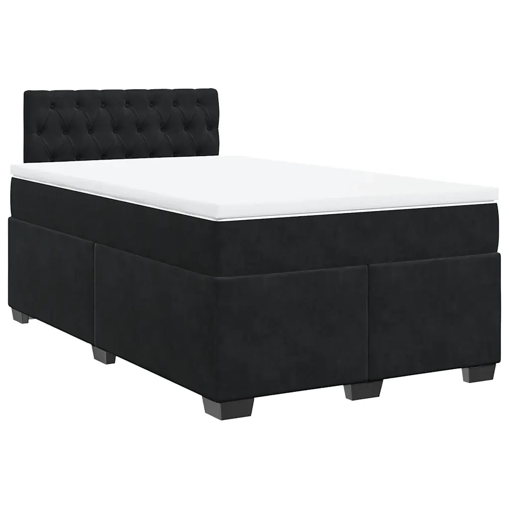 vidaXL Giroletto a Molle con Materasso Nero 120x200 cm in Velluto