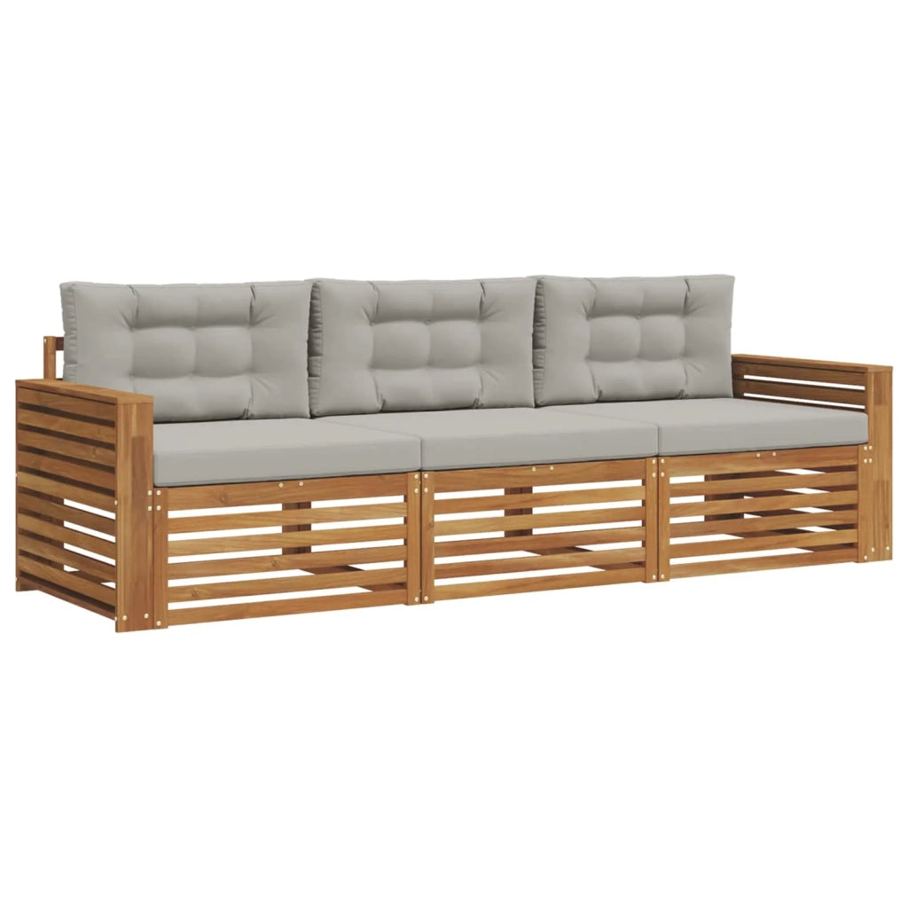 Set di divani da esterno 3 pcs Grigio Naturale e Chiaro