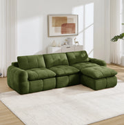 Divano modulare in ciniglia verde 264x160x68 cm