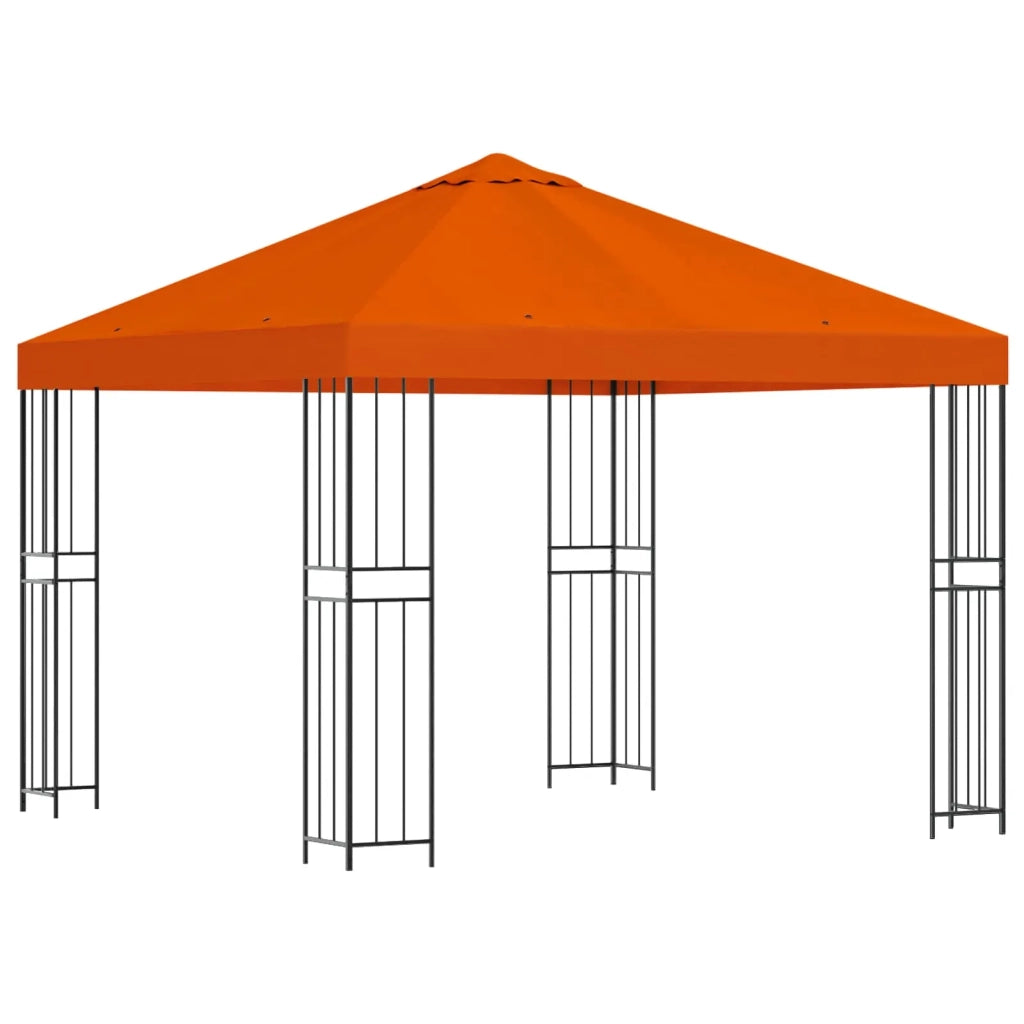 Gazebo | Pergolato 3 x 3 m Arancione Poliestere e Acciaio 190 gsm