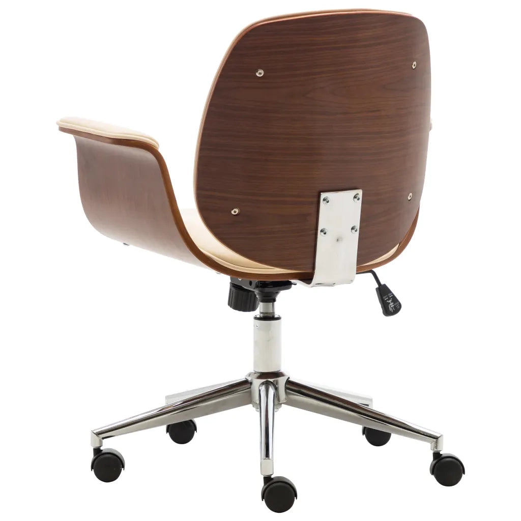 Sedia da Ufficio Crema in Legno Piegato e Similpelle 283127