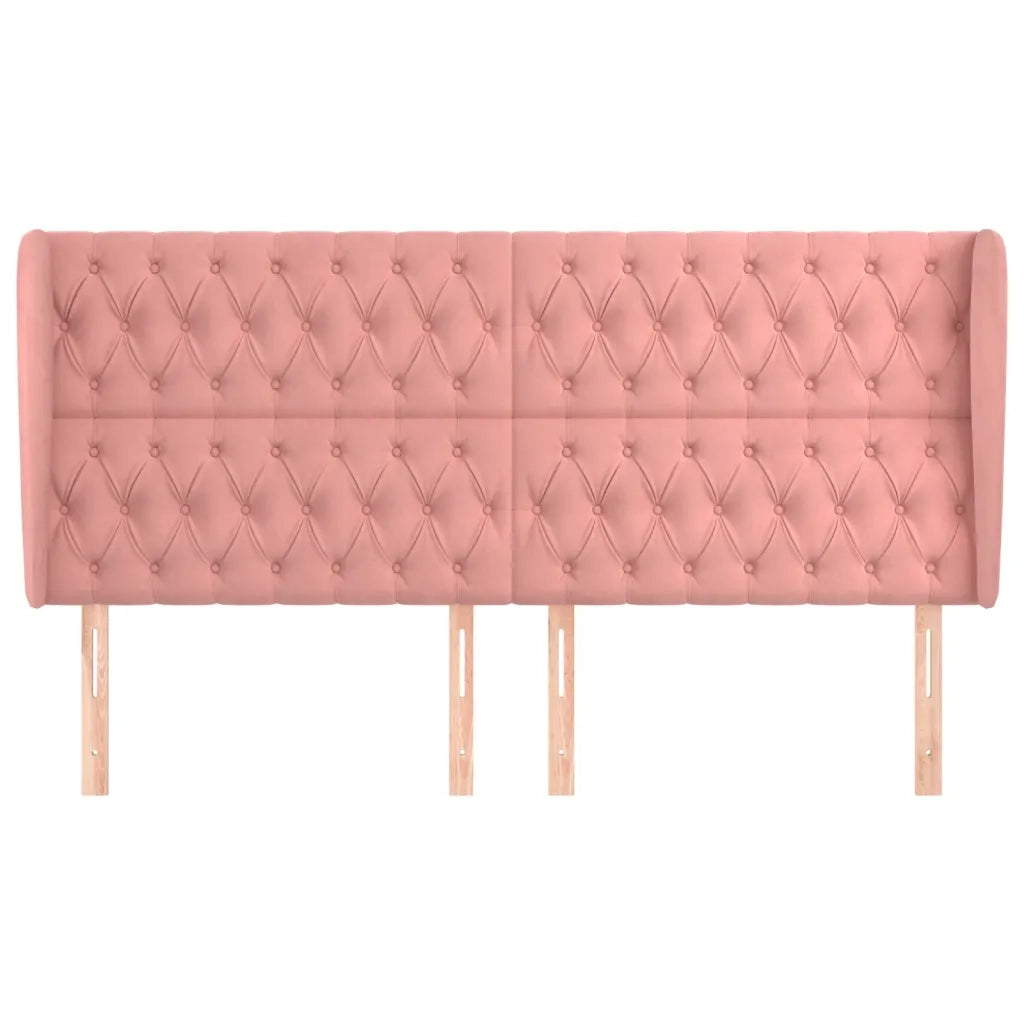 Testiera ad Orecchio-Testata con Orecchie Rosa 203x23x118/128 cm in Velluto 613582