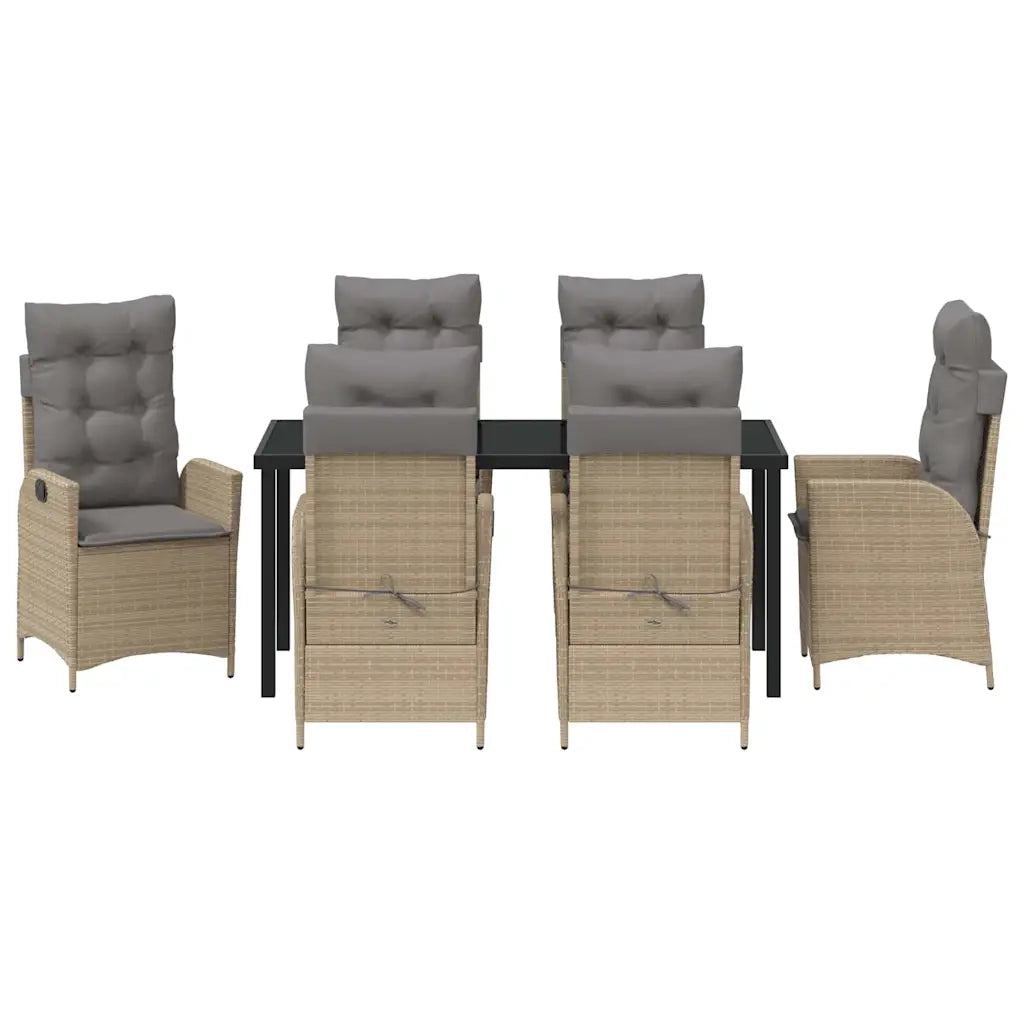 Set da Pranzo per Giardino con cuscino 7 pcs Beige polyrattan 3380516