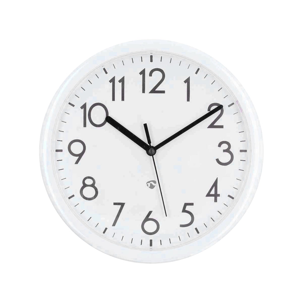 Orologio da Parete 22cm Forma Rotonda Compatta con Numeri a Contrasto Bianco Nedis